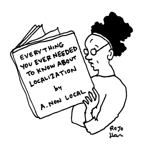 Cartoon illustration of a person reading a book