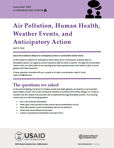 Cover of Report on Air Pollution and Anticipatory Action
