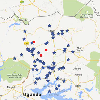 Map of Uganda survey sites