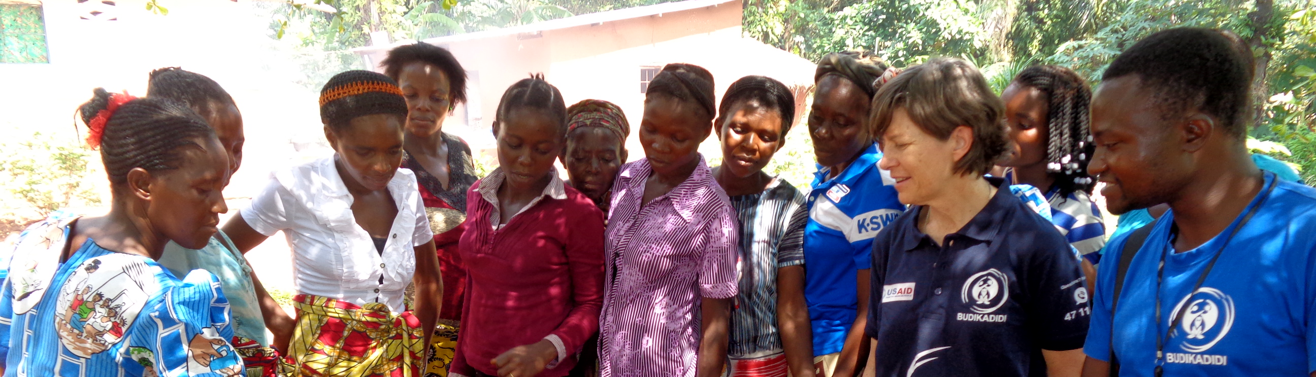 group of women and aid workers