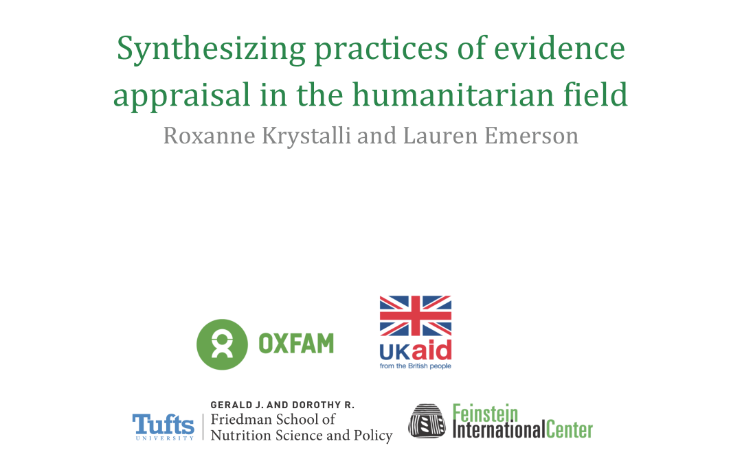 Synthesizing practices of evidence appraisal in the humanitarian field
