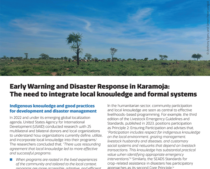 Early Warning and Disaster Response in Karamoja: The need to integrate local knowledge and formal systems