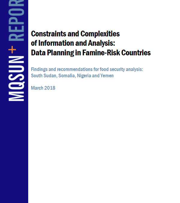 Constraints and Complexities of Information and Analysis: Data Planning in Famine-Risk Countries