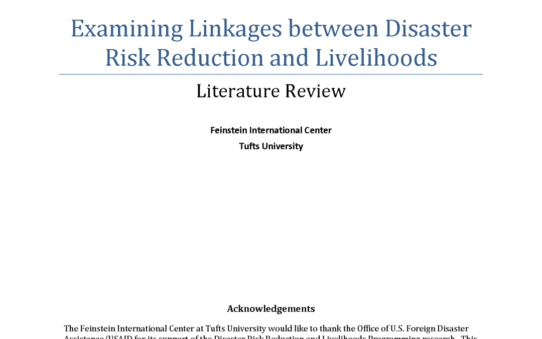 Examining Linkages between Disaster Risk Reduction and Livelihoods
